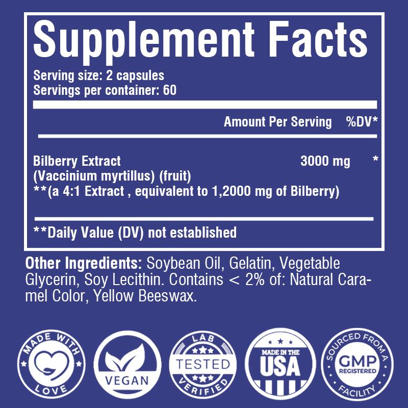 Coolkin - Bilberry Fruit Extract Capsules - Eye Health - Antioxidant Properties