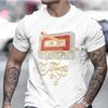 Mens Vintage Cassette Tape with Pencil Tshirt for Guys Funny Graphic Tops Birthday Clothes Fashion Casual Comfortable Cotton Tee