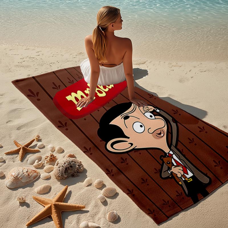 proof beach towel with a Mr. Bean2 pattern - soft,absorbent,quick-drying,machine washable - perfect for swimming,camping,bathing