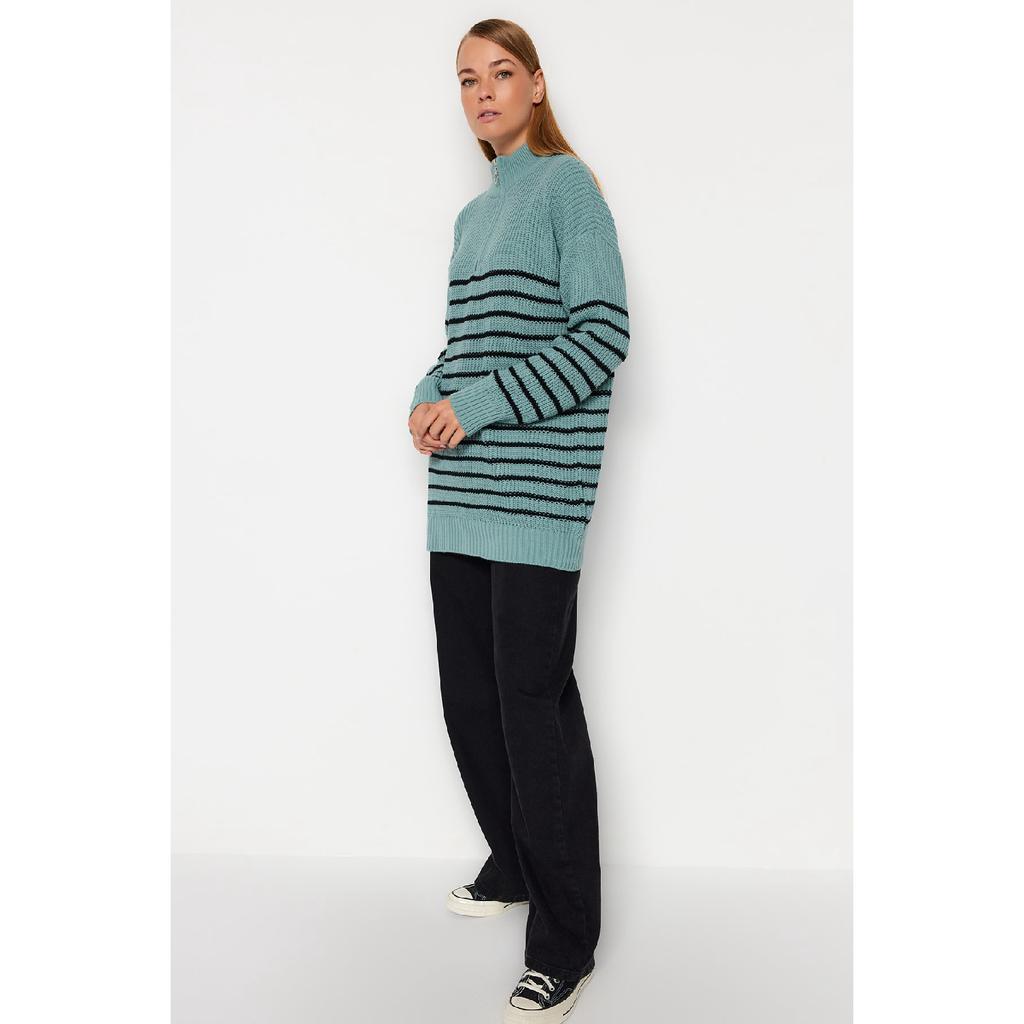 Трикотажный свитер с застежкой-молнией в каменную полоску Tctaw24ak00063