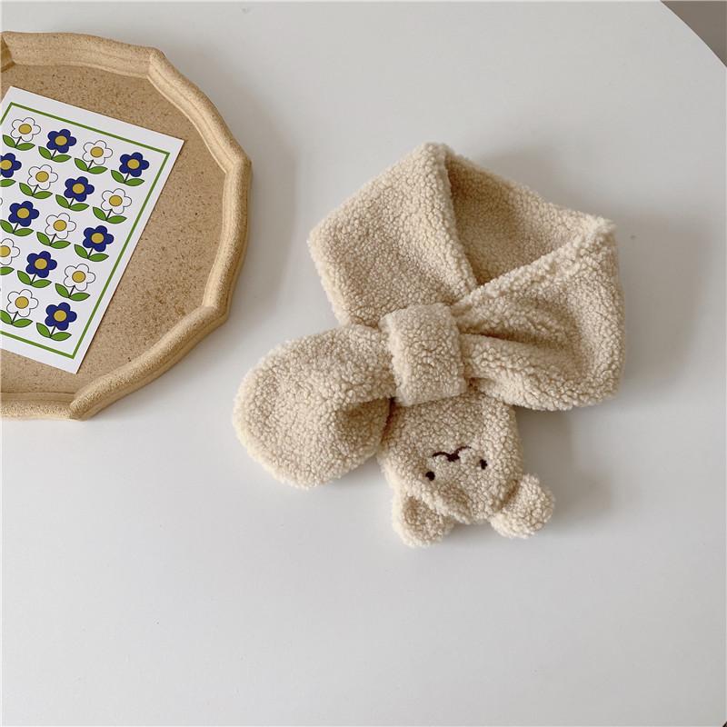 Детские зимние теплые перчатки, детский шарф от ветра, из овечьей шерсти, милый мультяшный комплект, плюшевые утолщенные