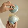 Керамическая чашка-крышка Санцай с хрустальной глазурью, набор для чайной церемонии Гунфу, термостойкая гайвань для китайской чайной церемонии, для домашнего использования, ручная работа, подарок