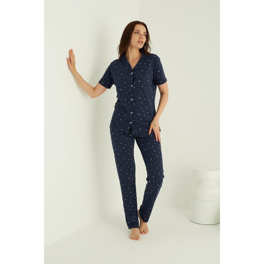 Хлопковый пижамный комплект на пуговицах
