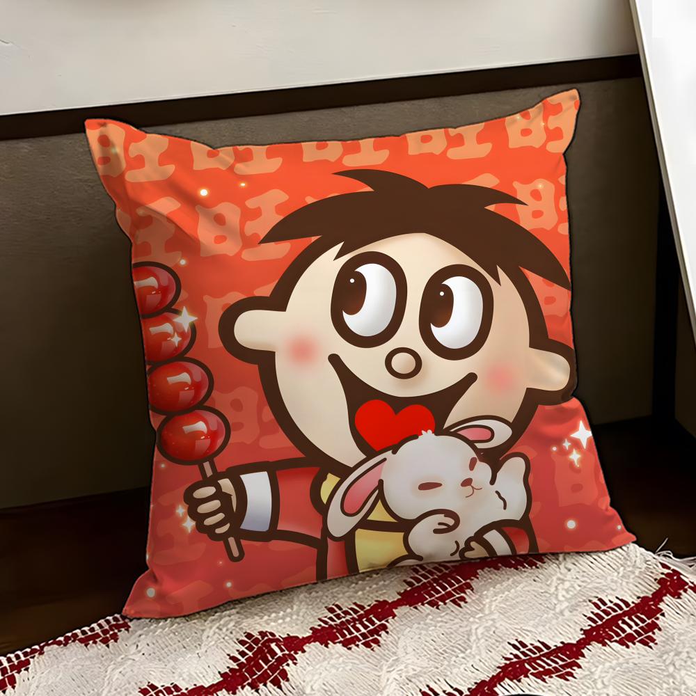 cartoon WWangzai Cushion Cover Reversible Soft Durable Pillow Cover Home Car MultiScene Use for Daily Comfort