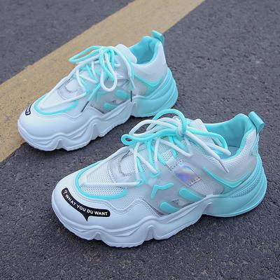 Повседневные кроссовки женские радужные цвета, модные массивные туфли из сетчатой ткани, дышащие, удобные, легкие, кроссовки, большой размер