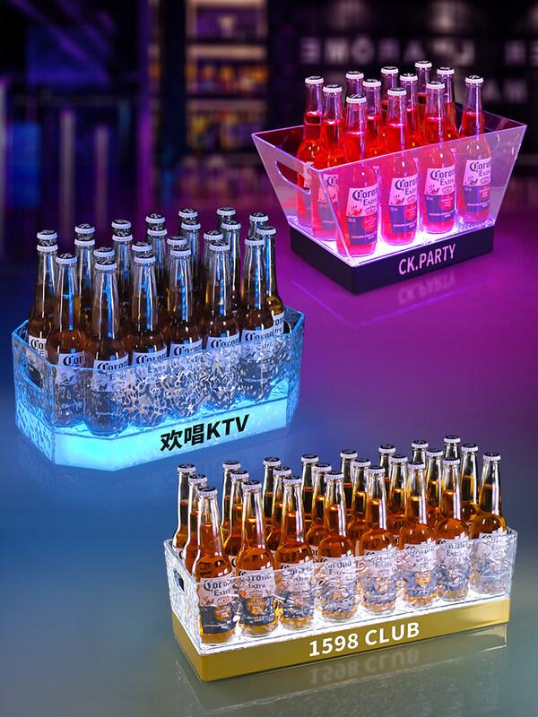 ZISIZ LED Rechargeable Plastic Luminous Ice Bucket