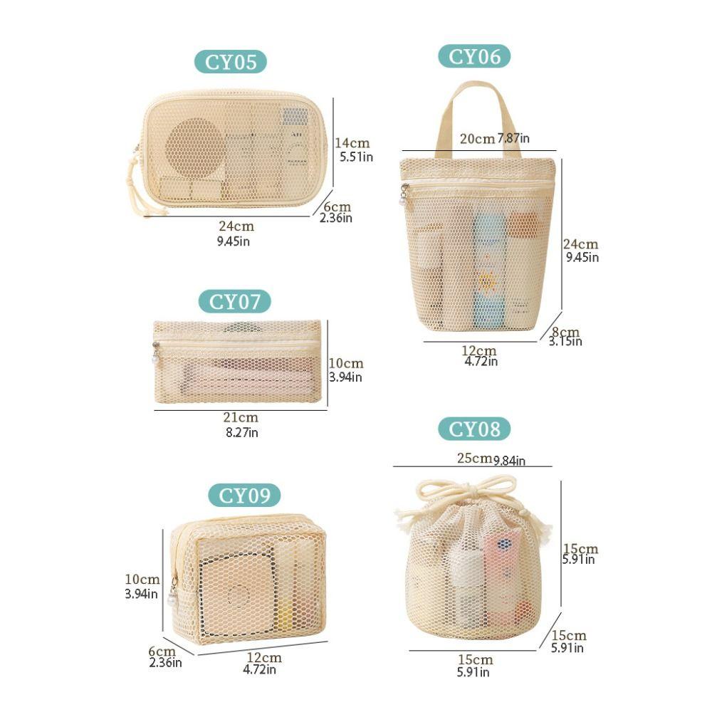 Portable Mesh Makeup Bag Gauze Toiletry Bag Portable Travel Storage Bag  Business