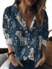 Women New Animal Print Shirt Cute Cat Dog Print Blouses Casual Long Sleeve Button Tops Spring
