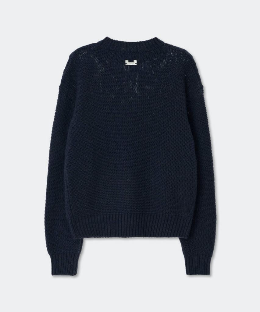 KINETO Women'S Mohair Fisherman Sweater_Navy