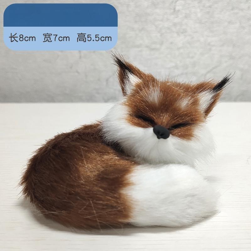 1PC Mini Simulation Fox Plush Ornament Squatting Fox Model Figurine Doll for Home Decoration Craft Christmas Party Children Gift