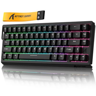 ATTACK SHARK Игровая клавиатура X68HE с быстрым триггером, частотой опроса 8000 Гц, RGB-подсветкой, проводным USB-подключением, магнитными переключателями, двойным PBT-кейкапом, регулируемой мертвой зоной (RT0.01мм), Огни,