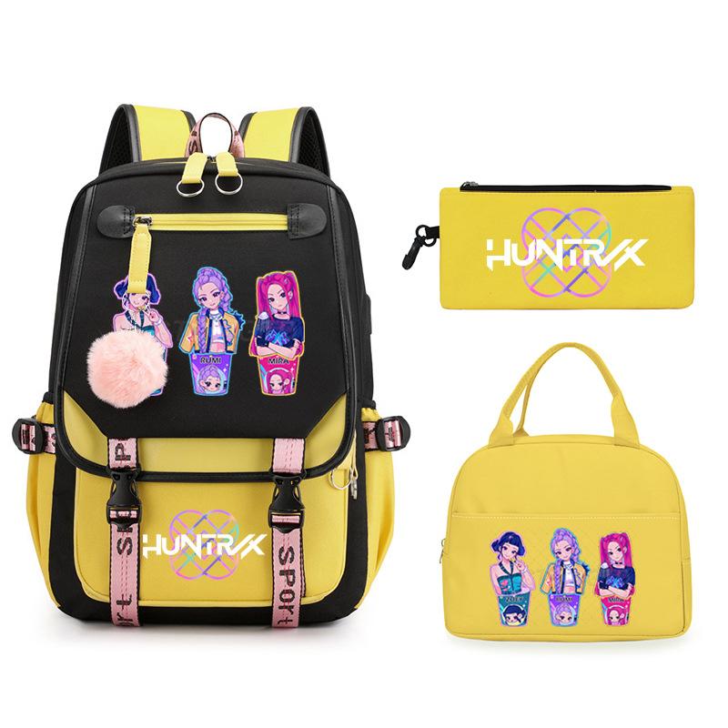 KPop Demon Hunters Rumi Anime Merchandise Backpack and Pencil Case Convenient Backpack for Couples for Business Trips and Travel