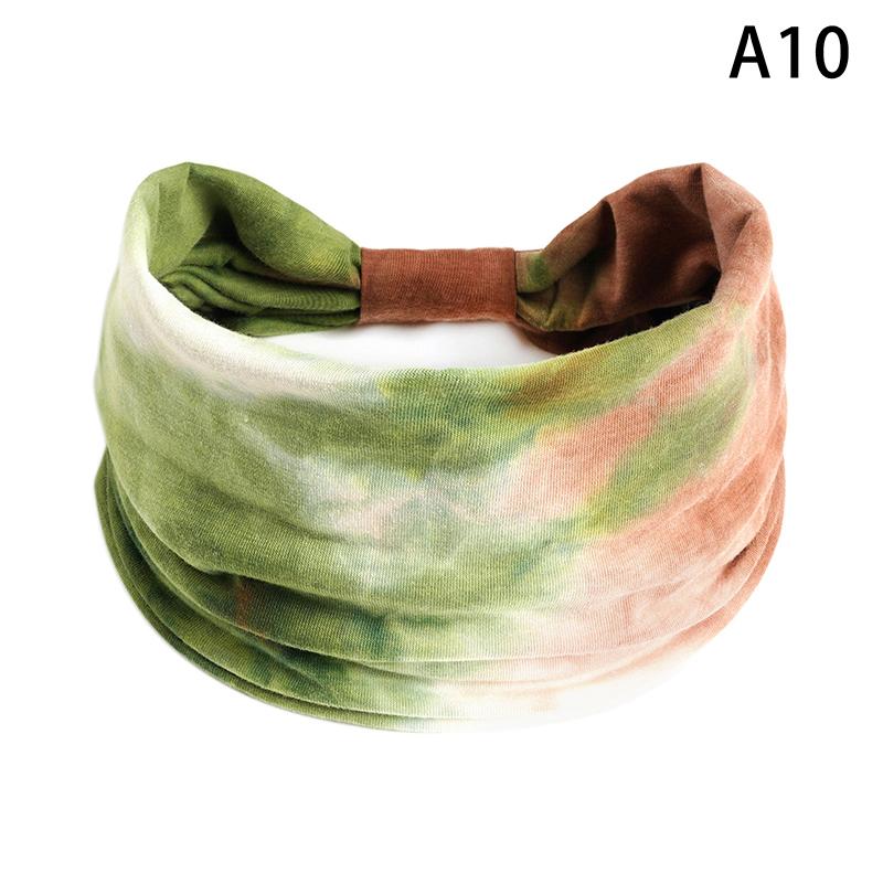 Tie-Dye Boho Knot Turbans Yoga Elastic Head Wrap Women Headband Wide Hairbands Headwear Bandanas Hair Band Accessories