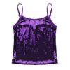 Детские блестящие топы на тонких бретельках для девочек, расшитые пайетками, майка без рукавов для танцев на сцене