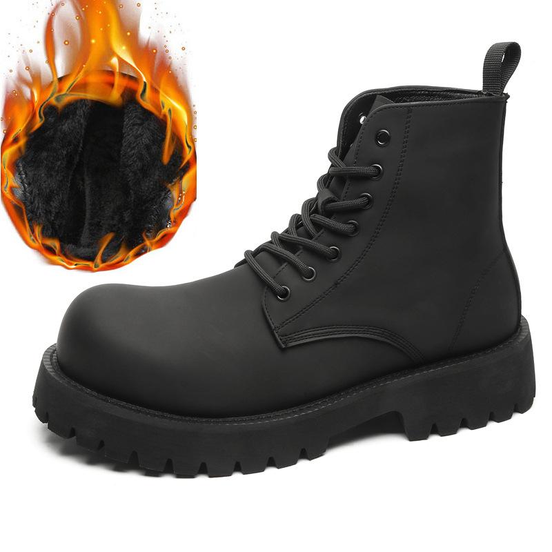 Martin boots men's new big head versatile fashion trend thick sole heightening tooling boots matte black boots 8231-J