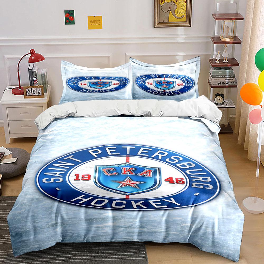 Saint Petersburg Hockey Team Emblem Print Bedding Set Duvet Cover Pillowcases (1* Duvet Cover 2* Pillowcases Do Not Include Comforter)
