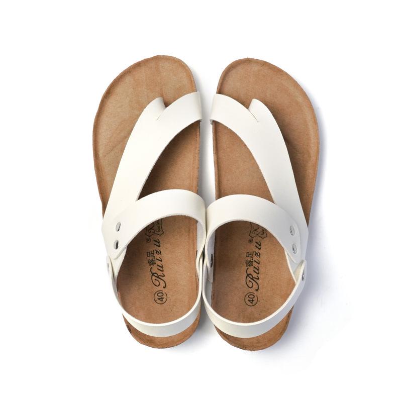 Летние пробковые шлепанцы и кожаные сандалии в корейском стиле для мужчин и женщин