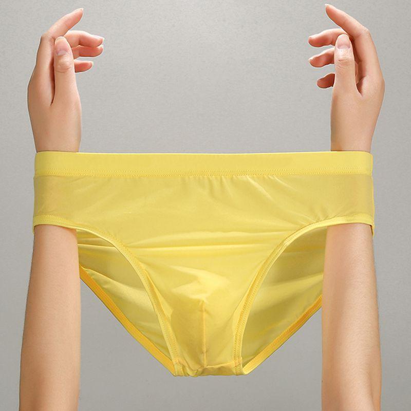 Мужские трусы из ледяного шелка, нижнее белье, бесшовные мужские дышащие трусы, мужские U-мешочки, сексуальное мужское нижнее белье, трусики