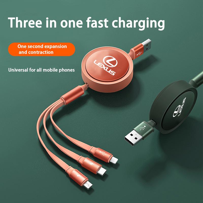 3-в-1 100 Вт для Lexus RX330 IS250 Ct200h LS460 Автомобильный логотип Быстрая зарядка Зарядный кабель подходит.