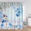 Синяя занавеска для душа Снеговик Еловая ветка Рождественский шар Подарок Снежинка Зимняя Рождественская занавеска для ванной Комплект Декор для ванной комнаты дома с крючками