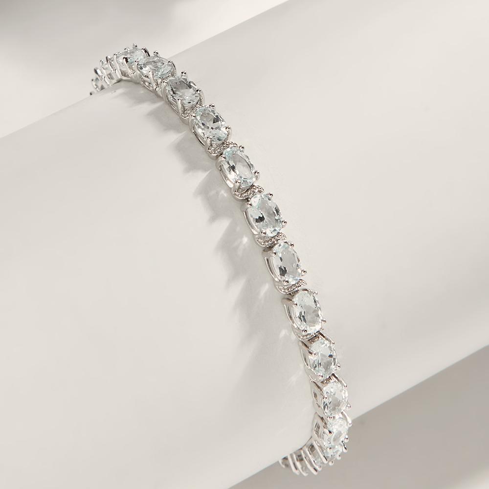 Потрясающий дизайнерский серебряный браслет для женщин и девочек, натуральный небесно-голубой топаз, камень ноября, роскошные ювелирные изделия, подарок на день рождения