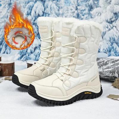 Зимние снежные ботинки женские обувь противоскользящие теплые мягкие плюшевые ботинки с высоким голенищем женские на толстой подошве прочные уличные походные ботинки женские