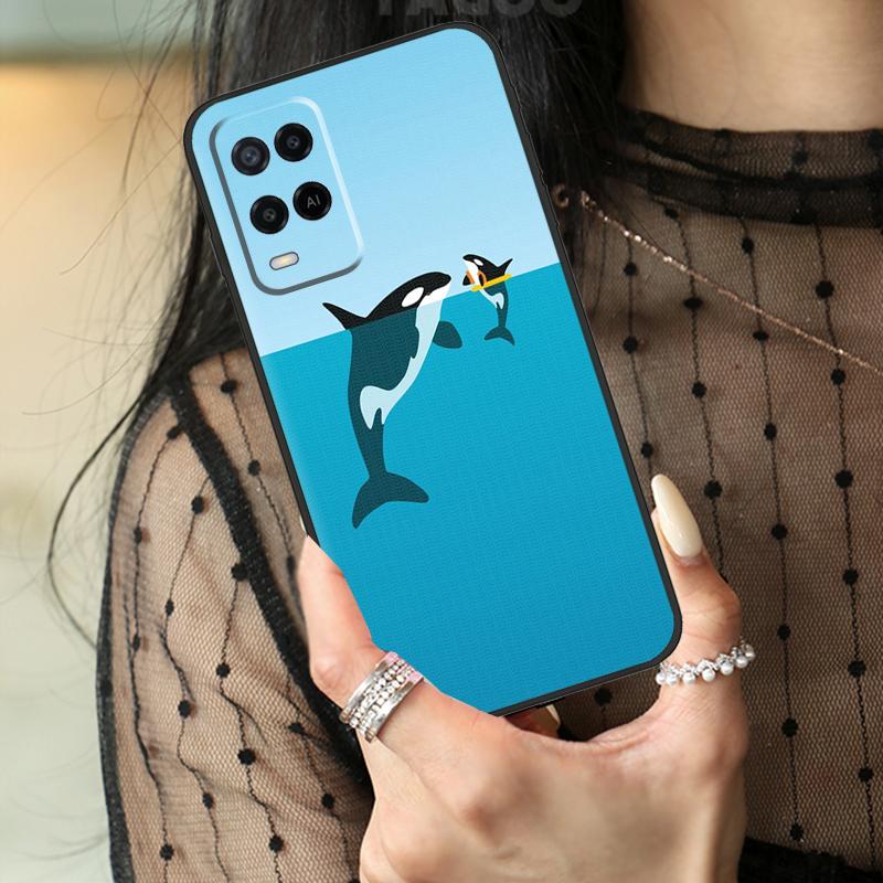 Whale Sharks Fish Case For Oppo A16 A76 A96 A17 A18 A60 A80 A40 A38 A58 A78 A98 A94 A74 A54 A15 A57 A77 A5 Pro