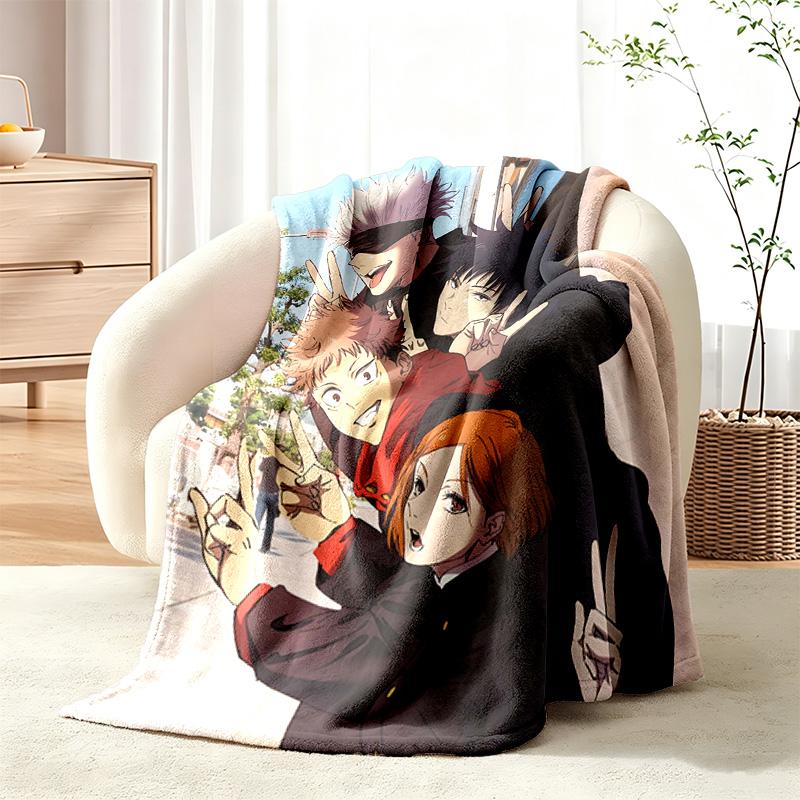 Jujutsu Kaisen blanket Flannel Blanket Soft Cozy Plush Throw for Sofa Bed Lightweight Home Decor