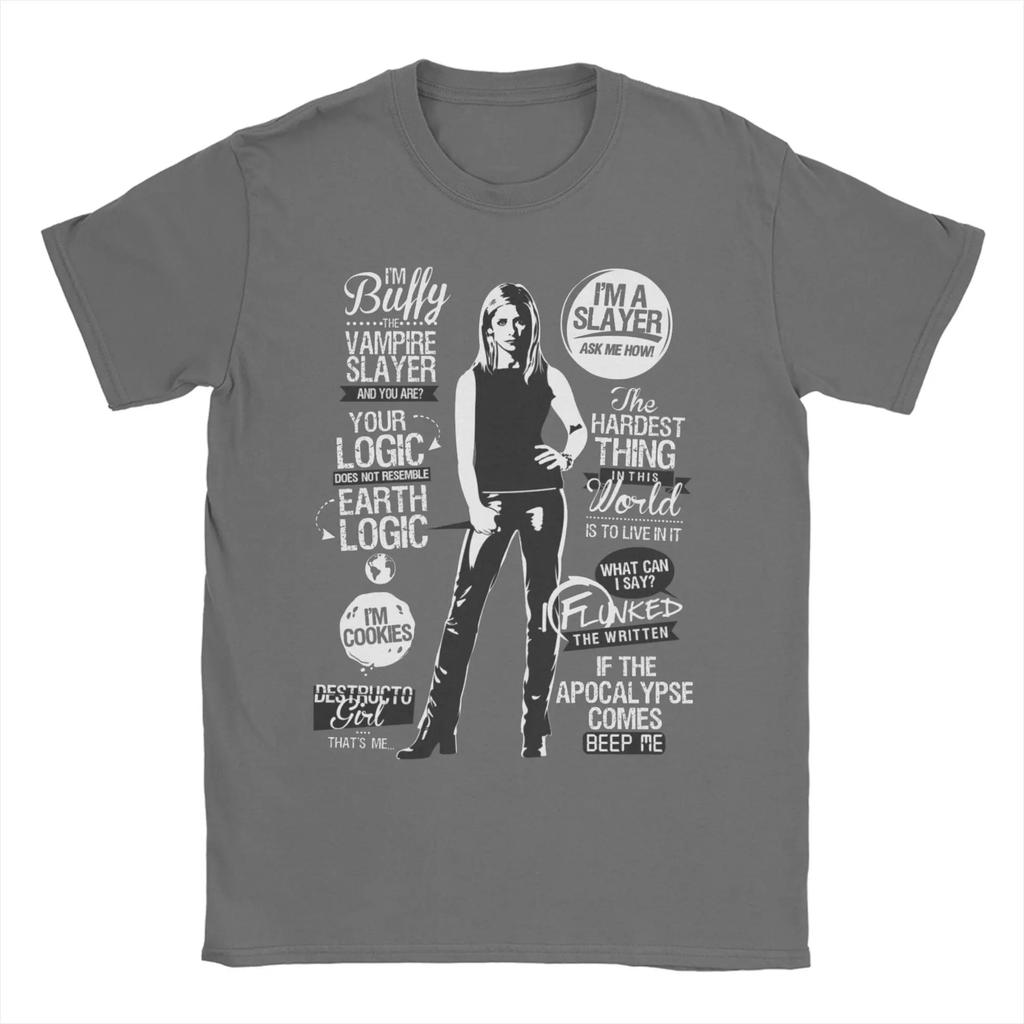 Unisex Womens TShirt Buffy Vampire Metal Mashup Slayer Band Pure Cotton Tee Shirt Short Sleeve T Shirts O Neck Clothes Plus Size