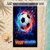 Soccer Theme Soft Beach Towel Personalized Custom Name Text Towel Portable for Beach Pool Travel