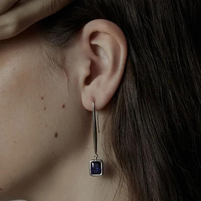 DROP BLUE EARRING SILVER