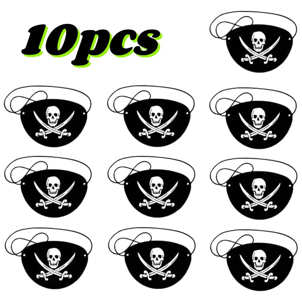 20pcs Pirate Eye Patches Captain Hat Set Skull Print Halloween Cosplay Adult Dress Up Felt One Eye Decoration Theme Party Props