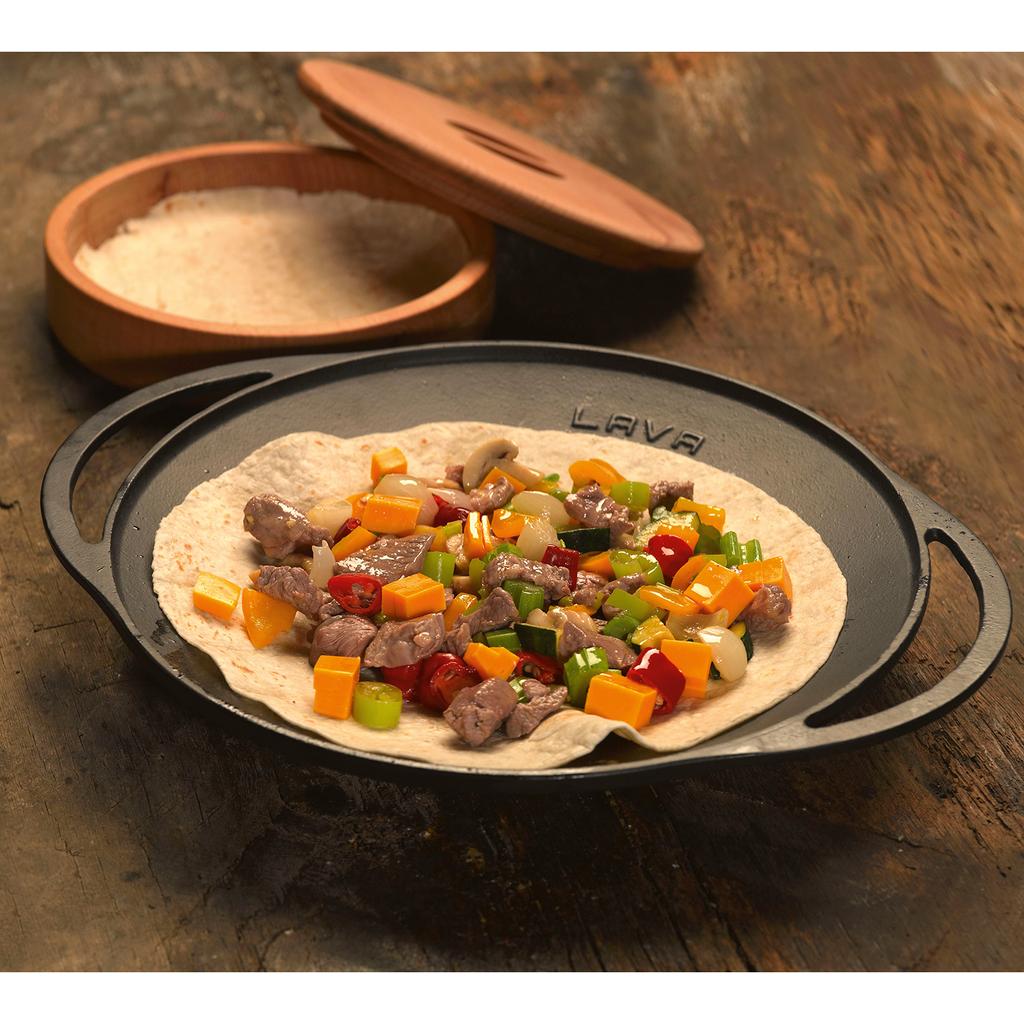 Lava Чугунный круглый турецкий вок. Двойная ручка, с диаметром деревянной тарелки. Ø 28см.