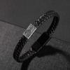 Мужской браслет Черный кожаный плетеный серебряный браслет