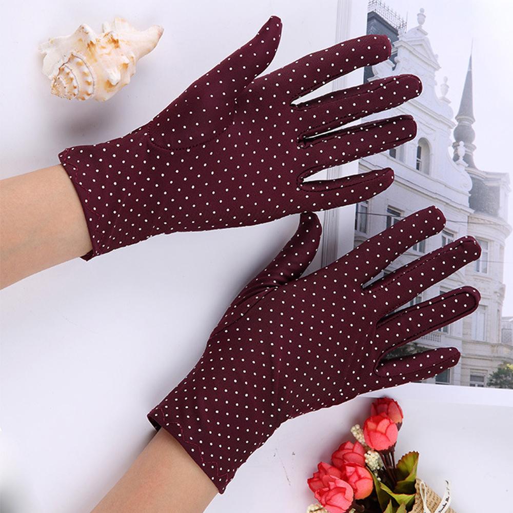 Fashion 1Pair Summer Spring Anti-UV Elastic Sunscreen Dots Gloves Driving Gloves Women Gloves