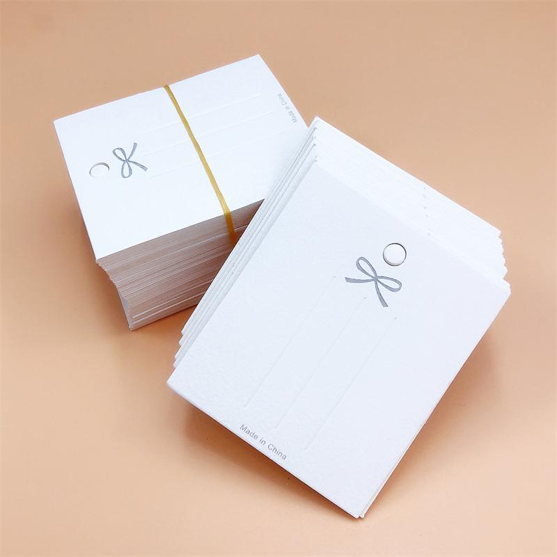 50Pcs White Hairpin Card Trinket Bow Display Cards Cardboard Packing Paper