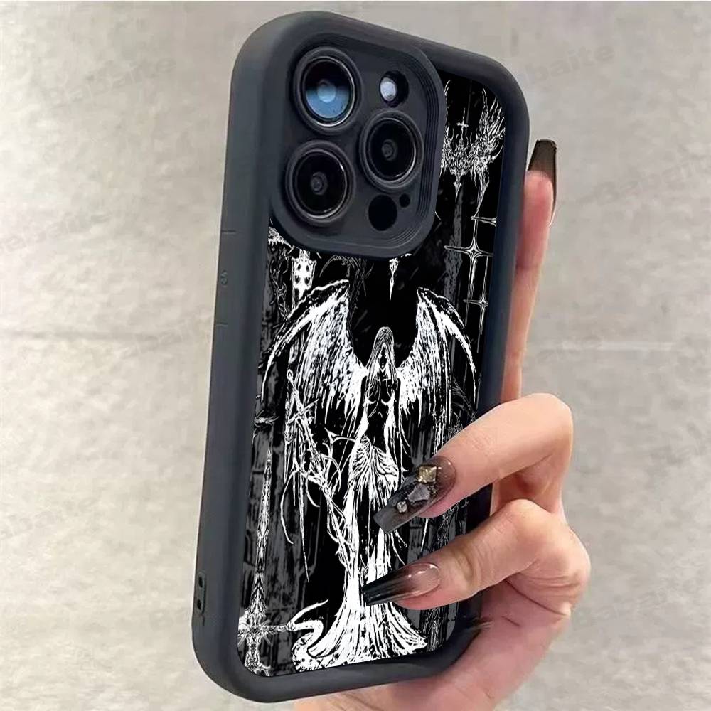 Готический Кибер-Сигил Крест Чехол для Телефона Для iPhone 17 16 15 14 13 12 11 Pro Max 16E Plus INS Мягкий Чехол