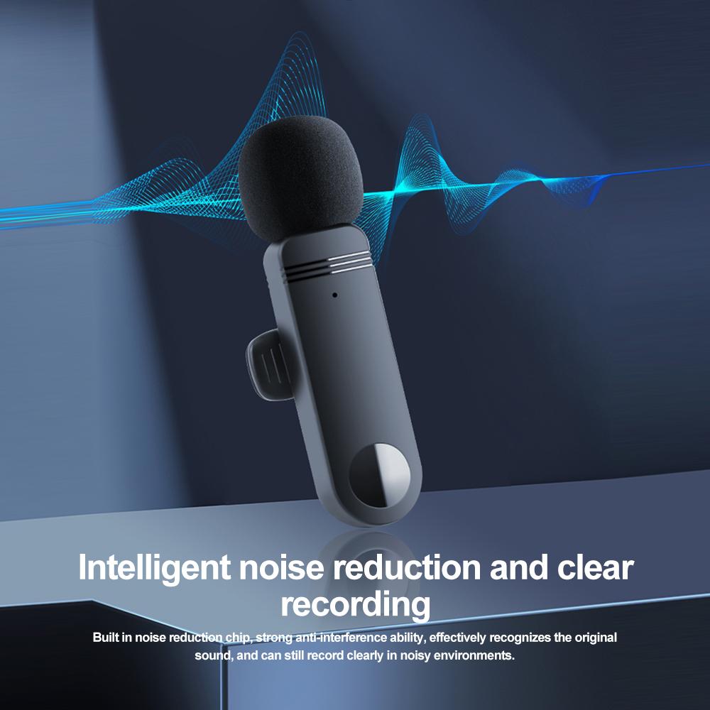 Wireless Lavalier Microphone Audio Video Recording Mini Mic For iPhone Android Laptop Live Gaming Mobile Phone Microphone