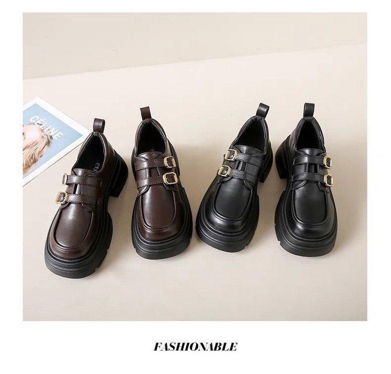 2025 Spring Women's British-Style Mary Jane Leather Loafers: Comfortable, Versatile, Thick-Soled