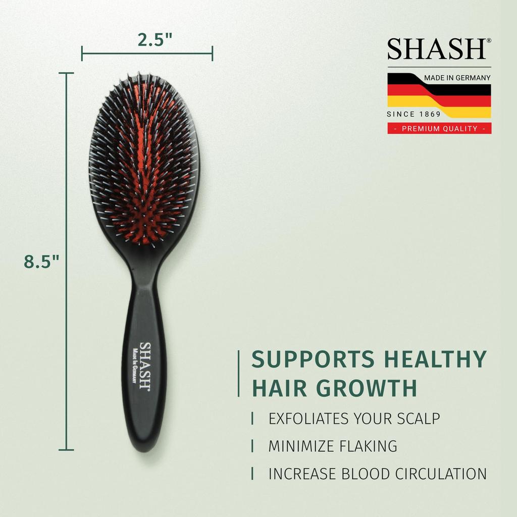 Handmade in Germany since 1869 Nylon and Boar Bristle Brush For Normal to Heavy and - Hair, Travel, Kids, (Medium)