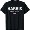Harris Obviously For President 2024 Kamala American Flag T-Shirt