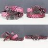 American Rhinestone Skull Belt Rivet Punk Decoration Men and Women Belt Abi Decorative Python Pattern Belt