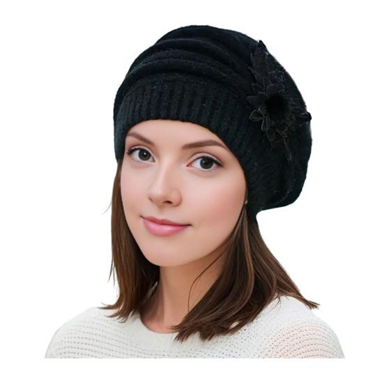 Женский берет шляпа винтажный французский стиль шерстяной берет двухслойный утолщенный зимний вязаный головной убор для женщин