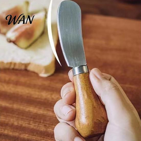 Free Countertop Knife Upright Butter with Solid Wood Handle Stainless Steel Cheese Smearing Tool Spreader for Toast Jam Non-Slip Peanut Ergonomic