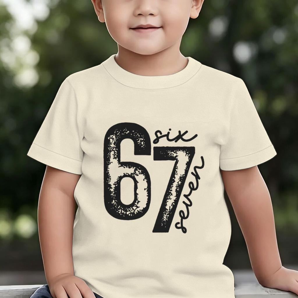 Kids Vintage Six Seven Tshirt Number 67 with Six Seven Print Tee Girl Boy 7th Birthday Tshirts Soft Cotton Tee Top