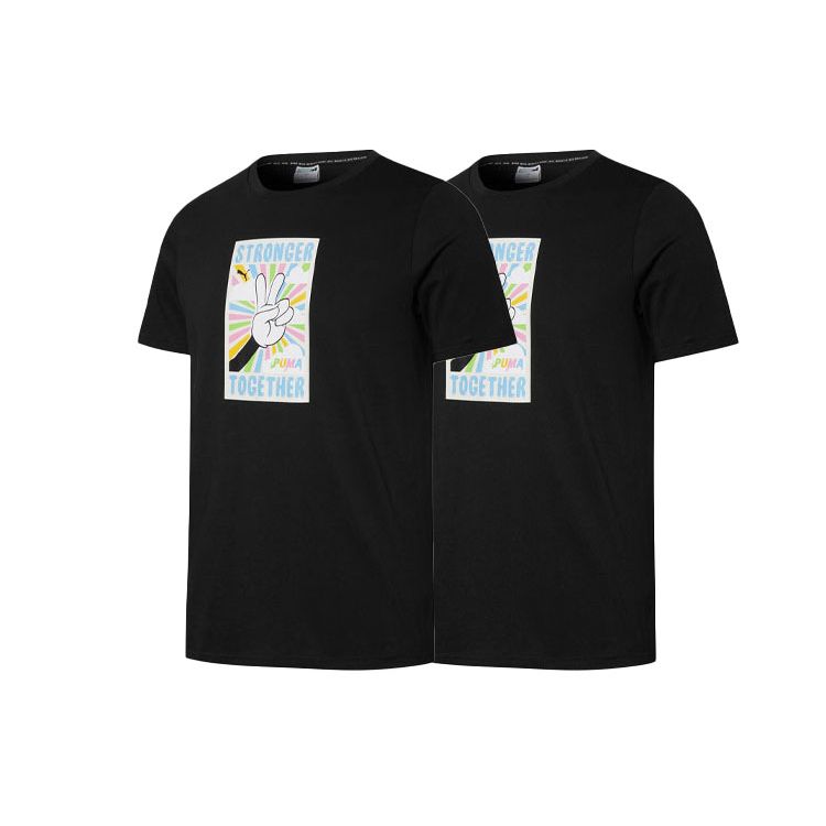 Puma Спортивная футболка с круглым вырезом и графическим принтом, мужские топы, черная 534152-01