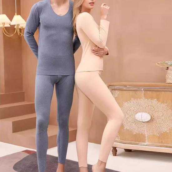 2 шт./комплект зимнее женское термобелье комплект круглый вырез бесшовный длинный рукав