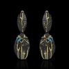 Exaggerated Punk Style Earrings for Women's Shell Slub Pattern Earrings Blue Zircon Jewelry Earrings Black Gold Style Jewelry