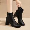 French High-heeled Short Boots Women's New White French Single Boots Thick-heeled Ankle Boots Thin Short Boots In Autumn and Winter 2025