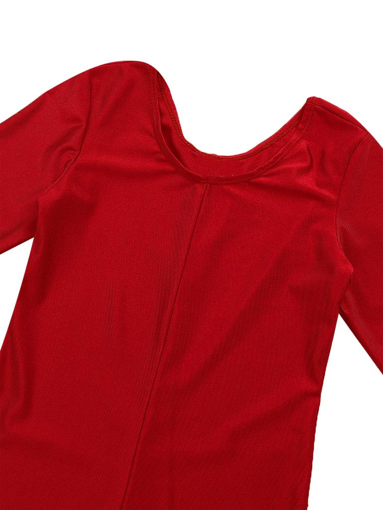 Children's Ballet Gymnastics Leotard Dance Costume Girls Long Sleeves Jumpsuit Bodysuit Dancewear Kids Full Body Unitard